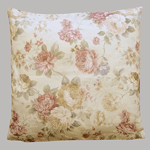 Erstklassige Serie " ROMANTIC ROSES " in creme / rose mit zarten Pastelltönen - ein Schmuckstück in jedem Raum - Markenqualität - hoher Baumwolle - Anteil - zur Auswahl stehen Mitteldecken, Tischläufer und Kissenbezüge - aus dem KAMACA-SHOP (Kissenbezug 50x50 cm)