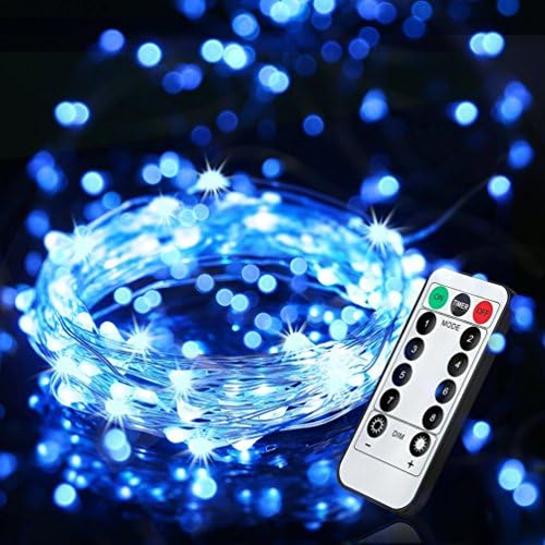 LED Dimmable Fairy Lights 10m 100 LEDs NIUB5 Waterproof 8 Modes Battery Powered Strip Lights for Garden Patio Party Christmas Outdoor Decoration Blue [Energy Class A+]