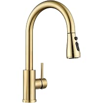 APPASO Küchenarmatur Gebürstetes Gold – Mit Ausziehbarem Sprüher, 2 Griffen, Für 3/4-Loch-Spülen