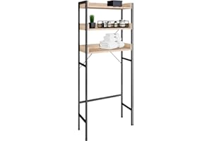 tectake® Estanteria baño de Estilo Industrial, Tres Estantes, Compacto, Ajustable, Antivuelco, Montaje Rápido, Estanterias Almacenaje, Mueble Baño - 165,5x25x67cm Madera Industrial Clara, Roble Sonoma