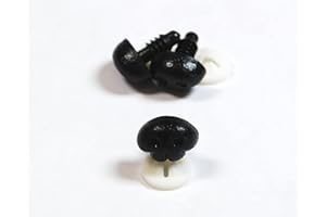 celloexpress Black Animal/Dog Nose 15mm x 12mm Plastic Backs - Teddy Bear & Soft Toy Making Detailed Nose - Pack of 3