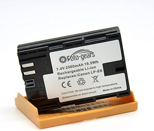 2500mAh LP-E6 Replacement Battery for Canon EOS 5D Mark II, EOS 5D Mark III, EOS 5DS, EOS 5DS R, EOS 6D, EOS 7D, EOS 7D Mark II, EOS 60D, EOS 60Da, EOS 70D, XC10,BG-E14, BG-E13, BG-E11, BG-E9, BG-E7, BG-E6 Grips LP-E6 Batteries