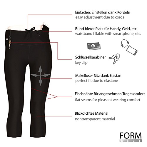 Sport-Leggings Damen 3 4 mit Hüfttasche für Handy Laufhose capri dreiviertel 3/4 Fitness Sport tights schwarz muster yoga hose sporthose jogging farbig dreiviertel 3/4 lang von Formbelt - 2