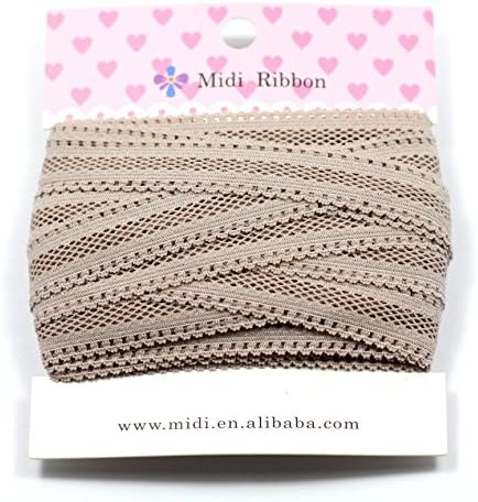 mdribbon Value Pack 5/8" 10 Yds/Pack (16mm Wide 9.144 Meters Length) Lace Shape Hollow Stretch Elastic Fabric Ribbon Soft Trim Lace For Hair Ties Headbands Garters Taupe Color