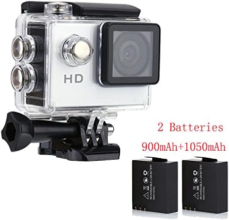 Lyhoon Full HD 2.0 inch Screen Waterproof Sports Action Camera with 2 Improved Batteries Cam DV DVR Helmet Camera Sports DV Camcorder Wide Lens For Bike Motorcycle Surfing Diving Swimming Skiing etc(Silver)