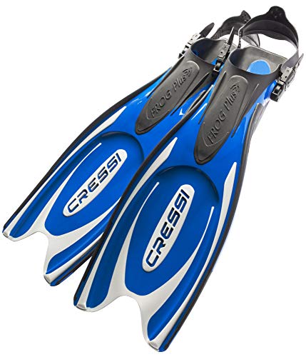 Cressi Frog Plus Fins - Aletas de Buceo Unisex Adultos, Azul/Plata, M-L