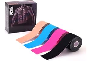 EYOURLIFE Kinesiotapes 4er Set, Elastische Tape Sport 5m x 5cm, Latexfreies Kinesiologie Tape Hautfreundlich für Knie Schulter & Rücken, 4 Rollen Wasserfestes Physio Tape mit langanhaltender Haftbarkeit