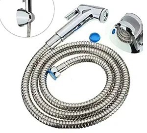 MLD Toilet Shower ABS with Rubbit Cleaning System,1.5m Long S.S Flexible Tube and ABS Wall Hook