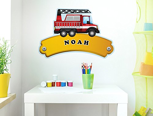 I-love-Wandtattoo ILWT-20-012 Kinderzimmer „Türaufkleber Stadt und Feuerwehr“ mit Name für Jungen - 2