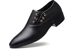 EndoraDore Mens Oxfords Leather Lace Ups Dress Shoes Slip On Pointed Toe Derbys Classic Formal Business Shoes Smart Brogues