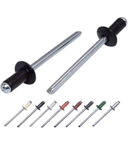 Pack van 500 stuks) Geschilderde blinde klinknagels 4,0 x 8 mm, koepelkop, DIN 7337, aluminium klinknagel en stalen doorn, pop klinknagels (500, Gentian Blue RAL 5010