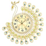 Etbotu Pfau Wanduhr mit 40er Diamanten dekorativ
