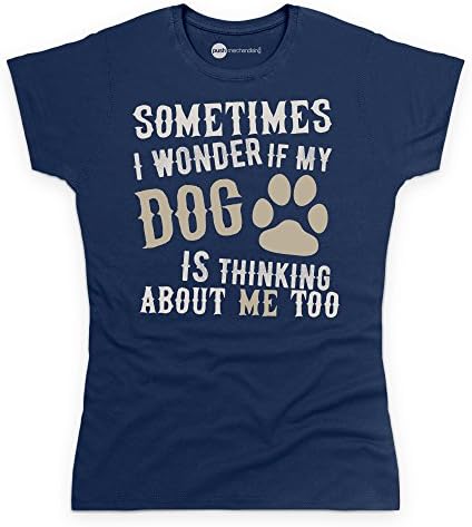 Push Merchandising I Wonder If My Dog T Shirt, Female, Navy Blue, 2XL