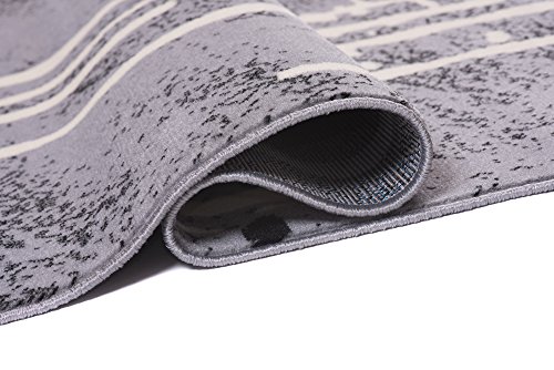 Designer Teppich Modern – Muster Abstraktion Streifen Meliert in Grau – Top Wohnzimmer Design – Viele Größen Neuheit 160 x 220 cm - 4