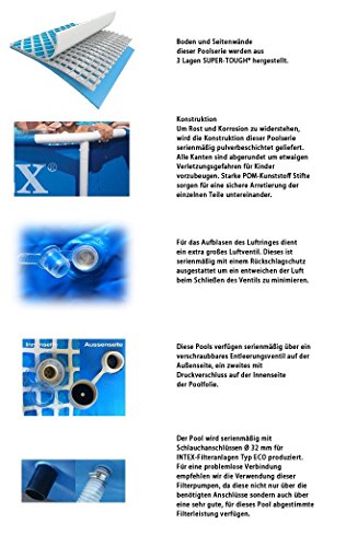 Intex 366×91 cm Schwimmbecken Swimming Pool Schwimmbad Ersatzpool Frame metal 28917 - 4