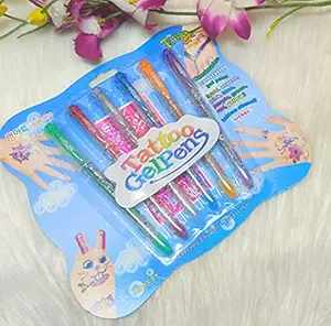 Tera13 Fancy Tattoo Gel Pen Pack Glitter Pen Birthday Return Gifts Kids Tattoo Gel Pen for Kids Girls Boys (Pack of 1)