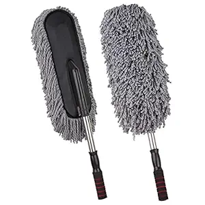 AZOD Car Duster, Water Absorbant Chenille Vehicle Duster Wash Brush Interior and Exterior Cleaning Kit with Extendable Handle for Car, Auto, Bike, RV, Boats or Home