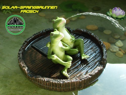 Solar Accu Springbrunnen lustige Frösche Solarinsel der Hingucker für Teich o. Pool ein Erlebnis ! mit Accufunktion Neu !