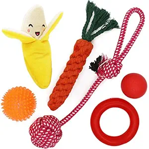 Yotache Small Puppy Dog Toys Set 6 Pack Ball Rope and Chew Toy