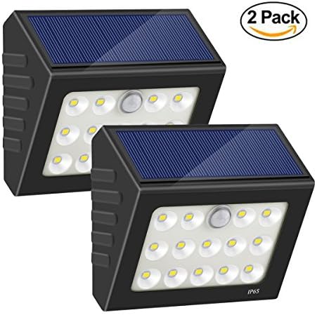 Outdoor Motion Sensor Light, High Brightness 14 LED Wireless Waterproof Solar Powered Security Light Flood Lights with Unique Reflector for Wall, Gate, Patio, Yard, Garden, Driveway (Black)[Pack of 2]