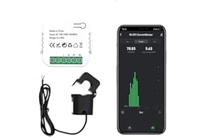LVYXON Tuya for Smart Life WiFi Energy Meter 80A with Clamp CT Power Monitor Electricity Statistics 50/60Hz Current Transformer App Monitor with Clamp CT
