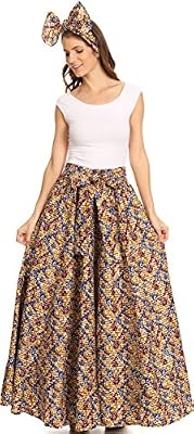 Sakkas 16317 - Asma Convertible traditionnelle cire Imprimer sangle réglable Jupe longue | Robe - 1121-Sandblue - OS