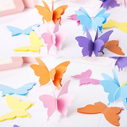 MagiDeal Papier Schmetterling Bunting Banner Girlande Hochzeit Zimmer hängen Dekor – Rosa, 2,8 m - 9