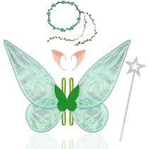 MeYuxg Feenflügel-Set Für Erwachsene & Kinder – Mit Elfenohren, Blumenkranz, Zauberstab, 75 Cm Lang, Für Karneval & Halloween