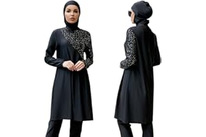 IBTOM CASTLE Modest Swimwear Muslim Swimming Costume for Women Full Coverage Long Floral Print Islamic Hijab Burkini 3pcs Set Ladies Beachwear Surfing Diving Suit Outfit