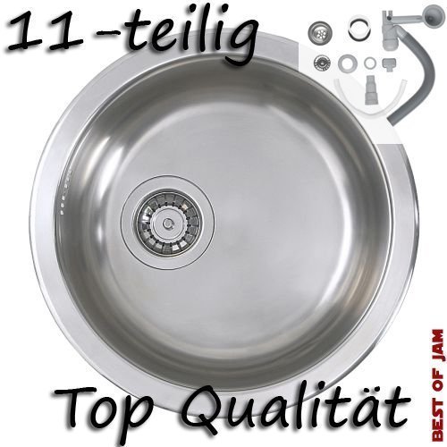 Preisvergleich Produktbild IKEA Rundspüle BOHOLMEN + Zubhör + Siphon Edelstahl 45cm Durchmesser