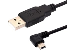 HTGUOJI Cavo USB 2.0 A maschio ad angolo mini, cavo di ricarica per sincronizzazione dati mini 5P ad angolo retto di 90 gradi per Garmin Dash Cam Navigatore GPS per auto DVR Fotocamera digitale 1,5 m (Right)
