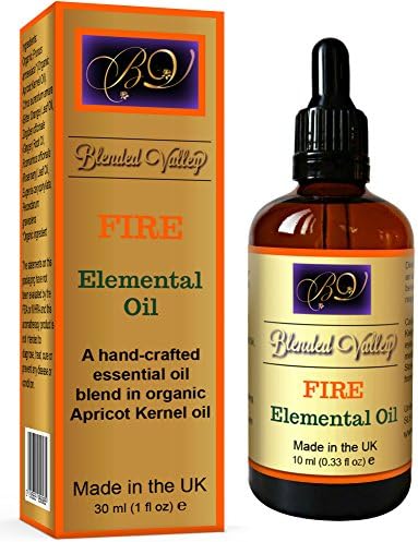 Aromatherapy Oil FIRE - Essential Oils of Rosemary, Clove, Ginger in Apricot Kernel Oil. For Aroma Diffuser, Burner, Humidifiers or Fragrance or Salt Lamp. For Relaxation, Yoga, Meditation. Evokes Passion.
