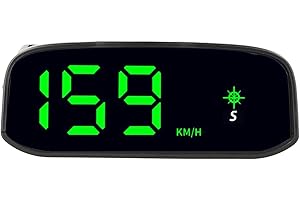 JOYOUSMALL Compteur de vitesse solaire pour voiture, affichage tête haute, GPS et compteur de vitesse numérique avec détection de lumière intelligente HUD, noir, 11,5 x 4,5 cm