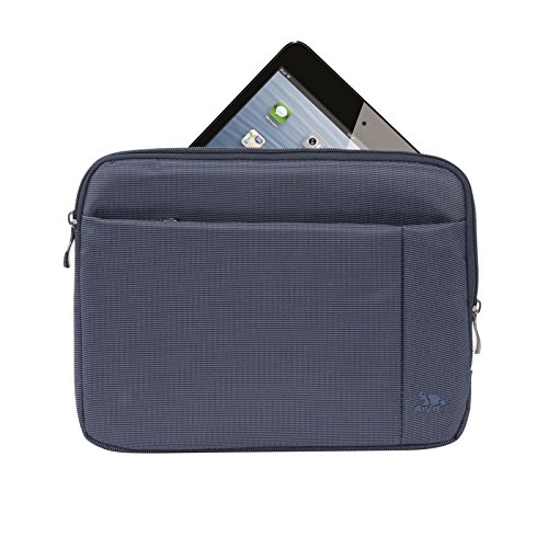 RIVACASE Tablet Tasche bis 10.1“ – Superflaches Case mit Außentasche und asymmetrischen Doppelreißverschlüssen – Blau - 3