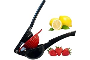 AHASON'S Lemon Squeezer - Metal 2-In-1 Lemon & Lime Squeezer - Premium Quality Manual Hand Juicer Citrus Press (Black & Red)