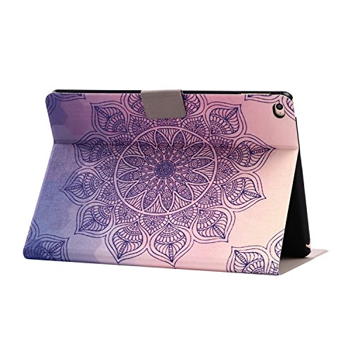 iPad Air 2 Hülle, ZXK CO Slim Fit Foilo Schutzhülle PU Ledertasche Etui Tasche mit Ständer Funktion und Eingebautem Magnet für iPad Air 2/iPad 6 (9.7 Zoll ) – Mandala Lila - 4