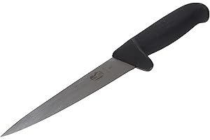 Victorinox Fibrox Safety Grip Cuchillo de cocina, cuchillo de matanza de color negro, 16 cm, nailon