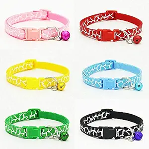 Pups&Pets Adjustable Reflective Collar Safety Buckle with Bells for Pet Puppy, Cat, Dog, Kitten (Colour May Vary) - Pack of 2