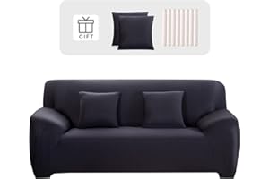 Lydevo Housse de Canapé 2 Place Housse Canapé Extensible avec Accoudoir avec 2 Housses de Coussin Couverture de Canapé Élastique Universelle Antidérapante Revêtement de Canapé(2 Places,Gris Foncé)