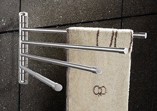 Handtuchhalter zur Wandmontage aus Metall Edelstahl glänzend 4 beweglich Badezimmer Küche Halter gebürstet - 7