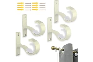 AZWOOD Curtain Pole Bracket, 4pcs Heavy Duty Curtain Rail Brackets for Ø20-28mm Rods, Premium Ceiling Hanging Drapery Rod Holder Closet Wardrobe Support Hooks Fixing Rod Bracket with Screw