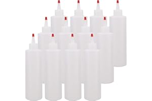 Lawei Lot de 12 Bouteille à Sauce Plastique Flacon Souple Bouteille à Condiments pour la Moutarde la Mayonnaise l'huile d'olive la Sauce Barbecue Ketchup, 470 ml