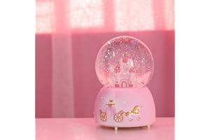 IBLUELOVER Musical Snow Globe Rotating Castle Music Box Illuminated Automatic Snowfall and Colorful Lights Water Globe Desktop Ornament Melody Artware Birthday Gift