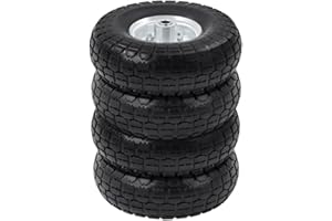 Yaheetech Lot de 4pcs Roue increvable remorque pour diable brouette chariot jante en acier 255 mm