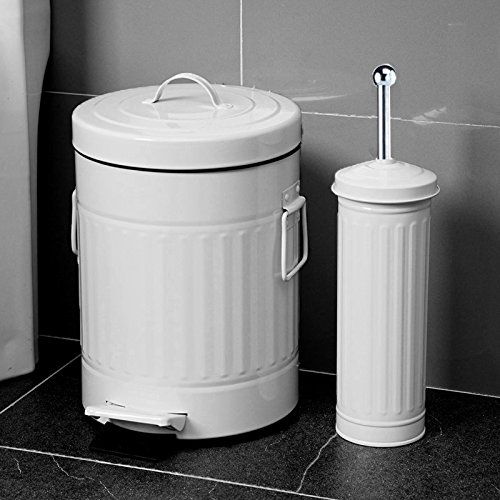 WC Garnitur Bürste Bad Set Abfalleimer Pedaleimer 3L Toilettenbürste Weiss ME4713ws