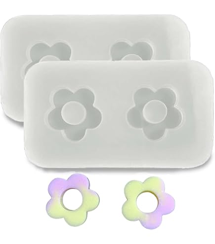 Moule Silicone Pendentif Fleur JDIEOQA - 6 Formes Différentes, Pour Résine époxy, Création Bijoux, Porte-clés
