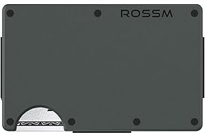 ROSSM Tarjetero Hombre con Bloqueo RFID para Tarjetas de Crédito - Cartera para Hombre Minimalista de Carbono y Metalica con Pinza y Banda Elástica para Billetes