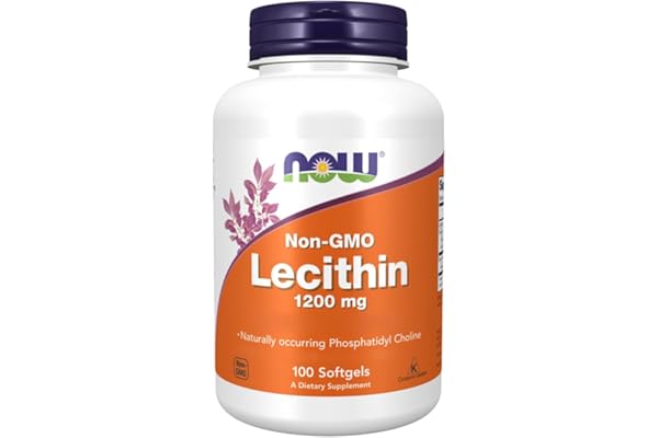 Now Foods, Lecithin (Lécithine de Soja), 1200mg, Hautement Dosé, 100 Capsules molles, Testé en Laboratoire, Sans Gluten, Sans OGM