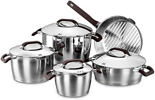 Korkmaz A1050 Silicone Saucepan Cookware Set Suited for Induction 18/10 Stainless Steel
