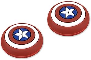 DLseego 2 Capuchons de Poignées de Pouce pour Switch/Switch Lite/OLED, Capuchons de Manette en Silicone Souple Capuchons de Stick Analogique pour Manette Joy-Con, Captain America's Shield
